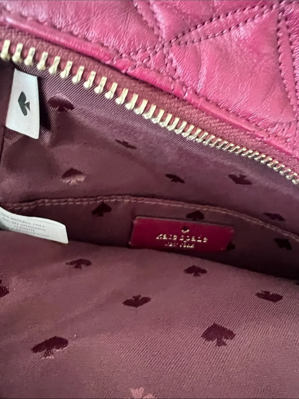 kate spade Quilted Wine Red Mini Backpack with Gold Hardware